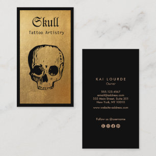Gold  Skull Tattoo Artist Business Card
