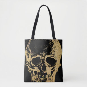 Gold Skull Tote Black Bag