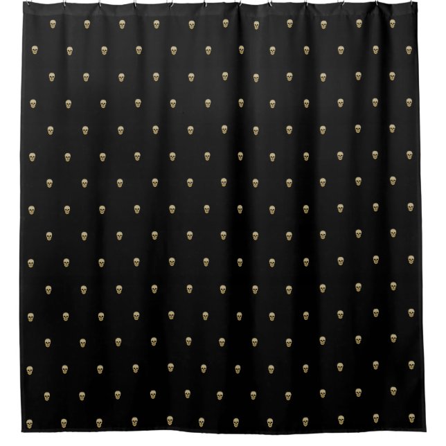 Gold Skulls on black Shower Curtain (Front)