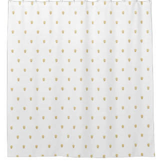 Gold Skulls on white Shower Curtain