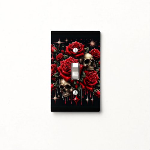 Gold Skulls  Red Roses Sparkle Gothic Glamour Light Switch Cover