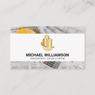 Gold Sky Scraper Buildings   Blueprints  Business Card