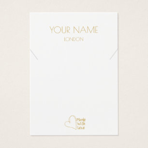 Gold small heart necklace, bracelet display card