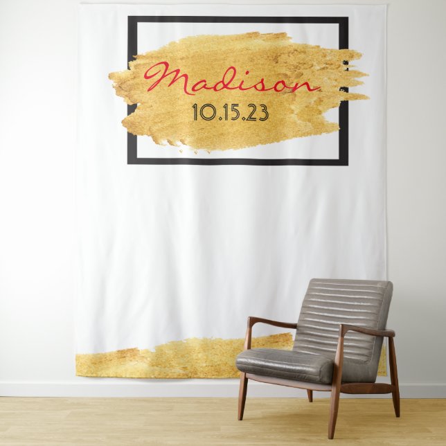 GOLD SMEAR Birthday Photo-Op Backdrop Background (In Situ)