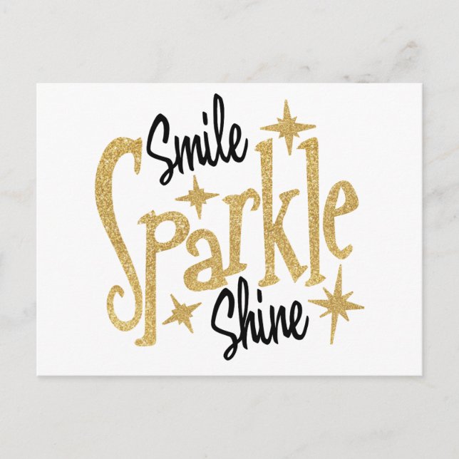 Gold Smile Sparkle Shine Positive Inspiration Postcard (Front)