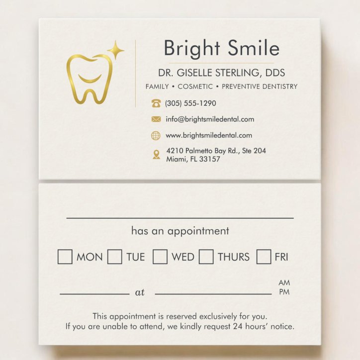 Gold Smile Tooth Dentist Office Dental Appointment Business Card