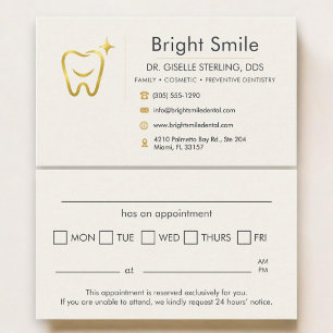 Gold Smile Tooth Dentist Office Dental Appointment Card