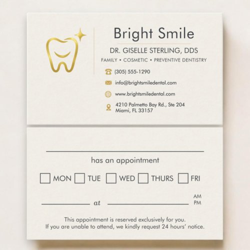 Gold Smile Tooth Dentist Office Dental Appointment Card