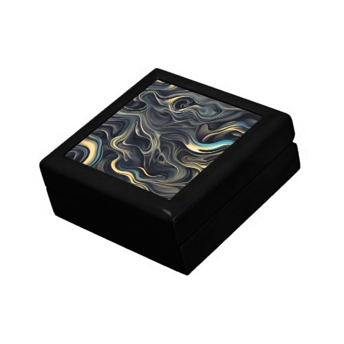 Gold Smoke Swirls On Black Gift Box