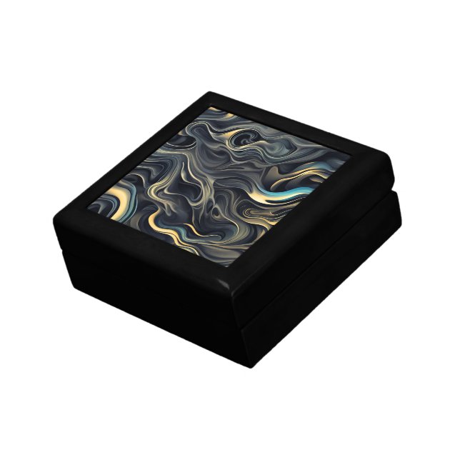Gold Smoke Swirls On Black Gift Box (Side)