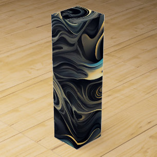Gold Smoke Swirls On Black Wine Box