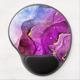Gold, Smokey Blue & Red Purple Liquid Ink Gel Mouse Pad