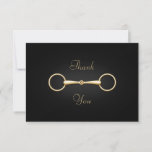Gold Snaffle Bit Elegant Custom Equestrian Thank You Card