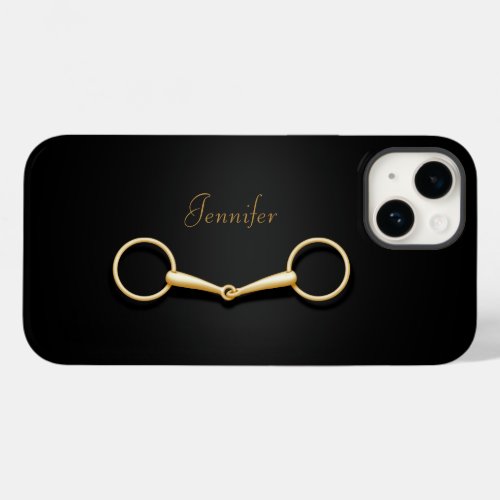 Gold Snaffle Bit Elegant Equestrian Personalized Case_Mate iPhone 14 Case