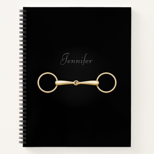 Gold Snaffle Bit Elegant Personalized Equestrian Notebook