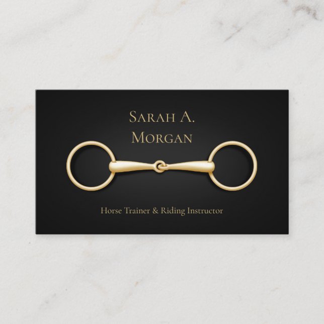 Gold Snaffle Bit Horse Trainer Riding Instructor Business Card (Front)