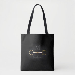 Gold Snaffle Bit Monogrammed Equestrian Tote Bag