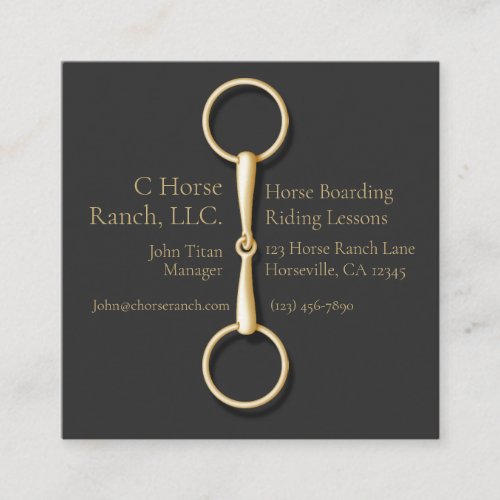 Gold Snaffle Bit on Black Equestrian Industry Square Business Card