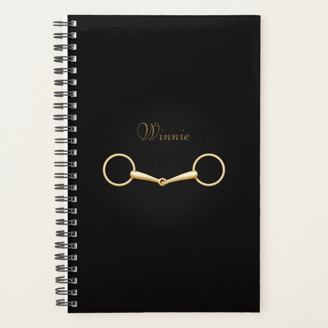 Gold Snaffle Bit Personalized 5.5"x8" Equestrian Planner (Front)