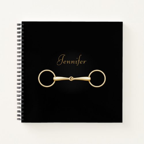 Gold Snaffle Bit Personalized 8x8 Equestrian Notebook