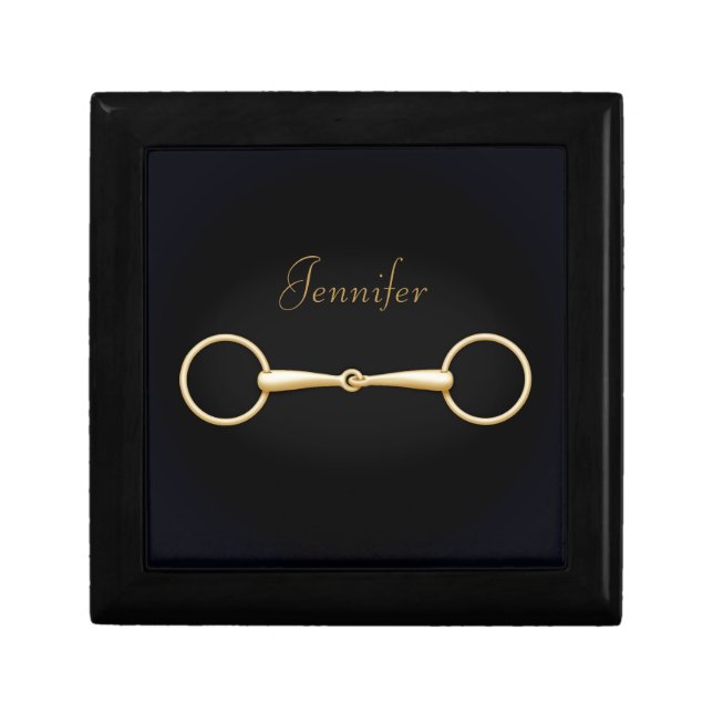 Gold Snaffle Bit Personalized Equestrian Keepsake Gift Box (Front)