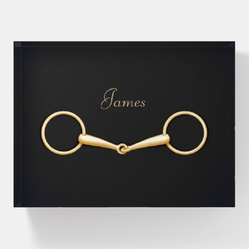 Gold Snaffle Bit Personalized Equestrian Paperweight