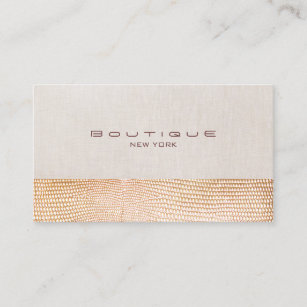 Gold Snake Skin and Linen Fashion Boutique Business Card