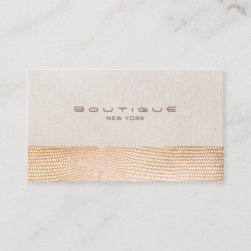Gold Snake Skin and Linen Fashion Boutique Business Card