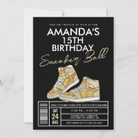 Black, Red and Gold Bling Sneaker Ball Any Age Birthday Invitation, Sexy  Dress Tuxedo Sneaker Gala, Choose Your Colors Style Name: IVY 