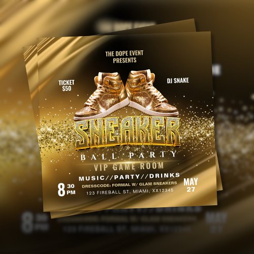 Gold Sneaker Party Invitation