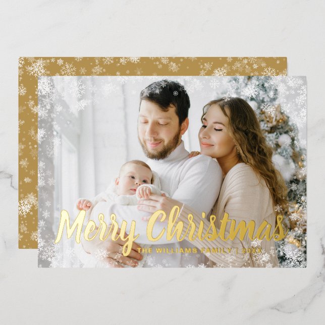 Gold Snow Foil Holiday Card (Front/Back)