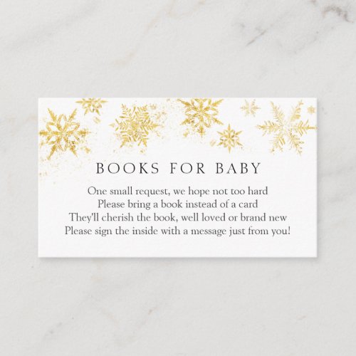 Gold Snowflake Books for Baby insert card