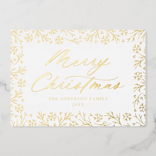 Gold Snowflake Border Foil Holiday Card