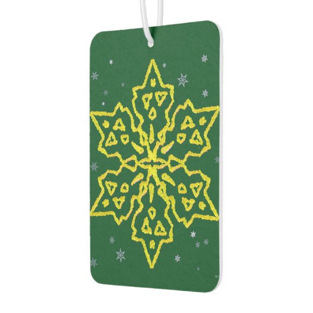 Gold Snowflake Car Air Freshener (Left)