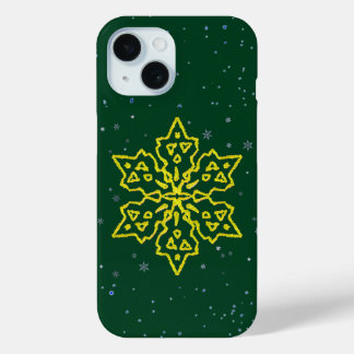 Gold Snowflake iPhone 15 Case