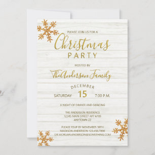 Gold Snowflake Chic Modern Christmas Party