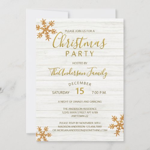 Gold Snowflake Chic Modern Christmas Party