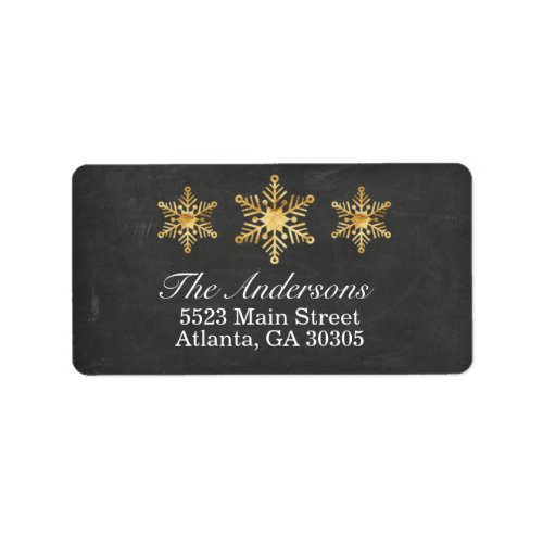 Gold Snowflake Christmas Address Labels