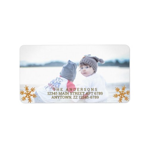 Gold Snowflake Christmas Holiday Chic Photo Label