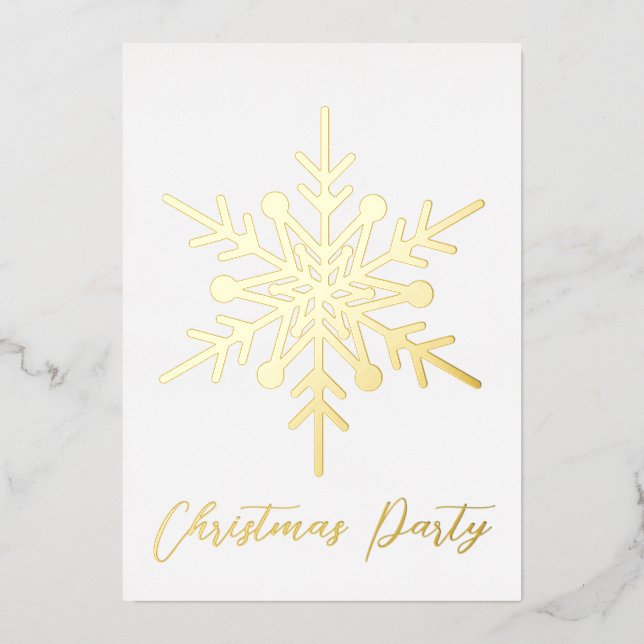 Gold snowflake Christmas party invitation real  Foil Invitation (Front)