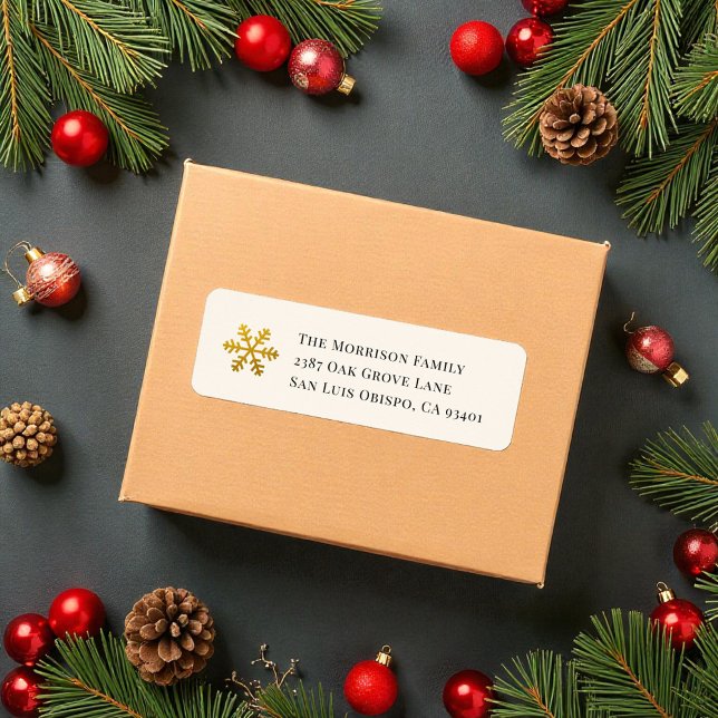 Gold Snowflake Christmas Return Address Label (Creator Uploaded)