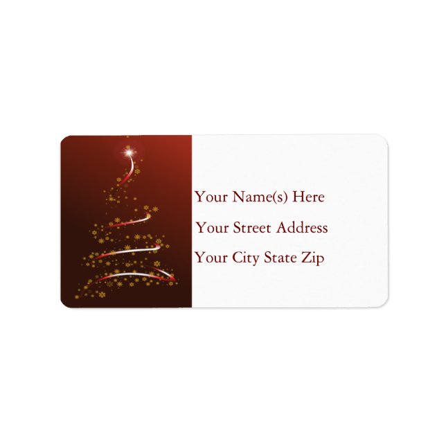 Gold Snowflake Christmas Tree Address Label (Front)