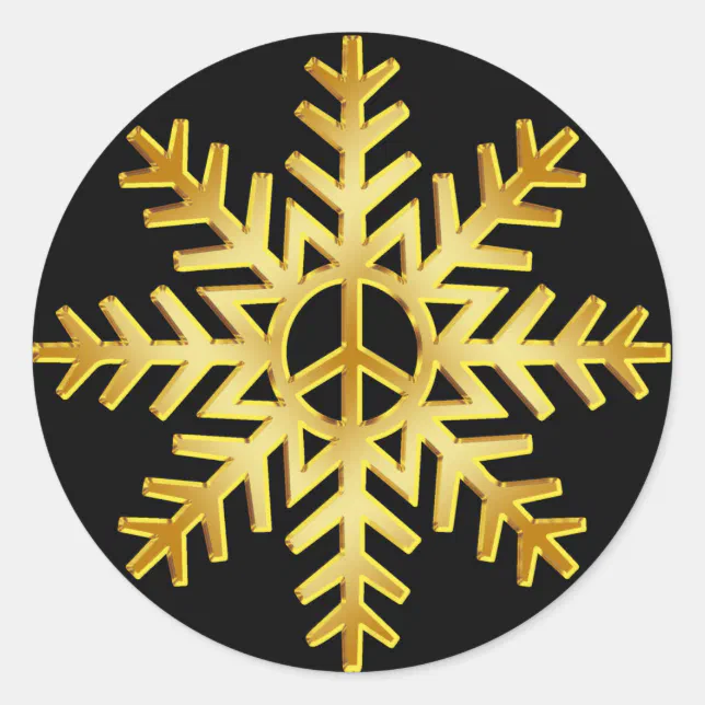 GOLD SNOWFLAKE CLASSIC ROUND STICKER | Zazzle