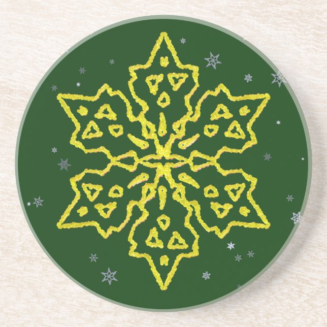 Gold Snowflake Coaster (Front)