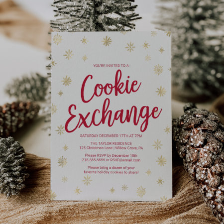 Gold Snowflake Cookie Exchange Invitation