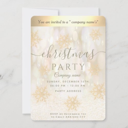 Gold snowflake corporate Christmas party  Invitati Invitation