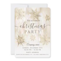 Gold snowflake corporate Christmas party  Invitation