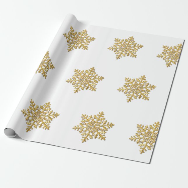 gold snowflake design wrapping paper golden snow (Unrolled)