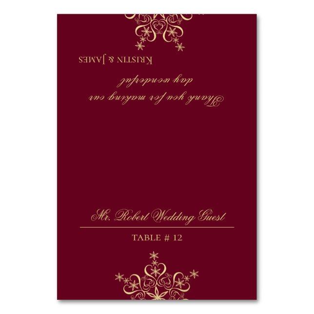 Gold Snowflake DIY Seating  Table Number (Front)