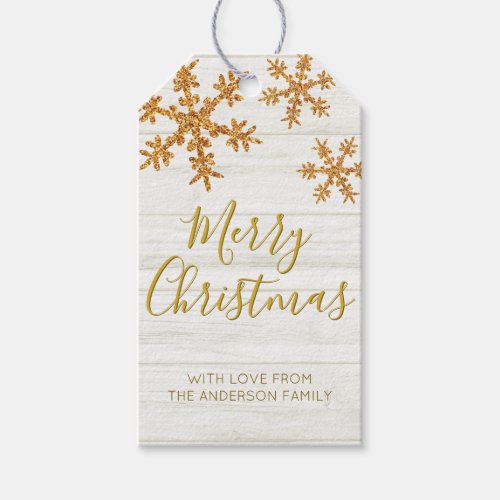 Gold Snowflake Elegant Glam Merry Christmas Gift Tags